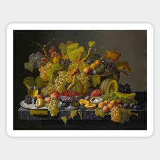 Still Life with Grapes and Wine by Severin Roesen Magnet